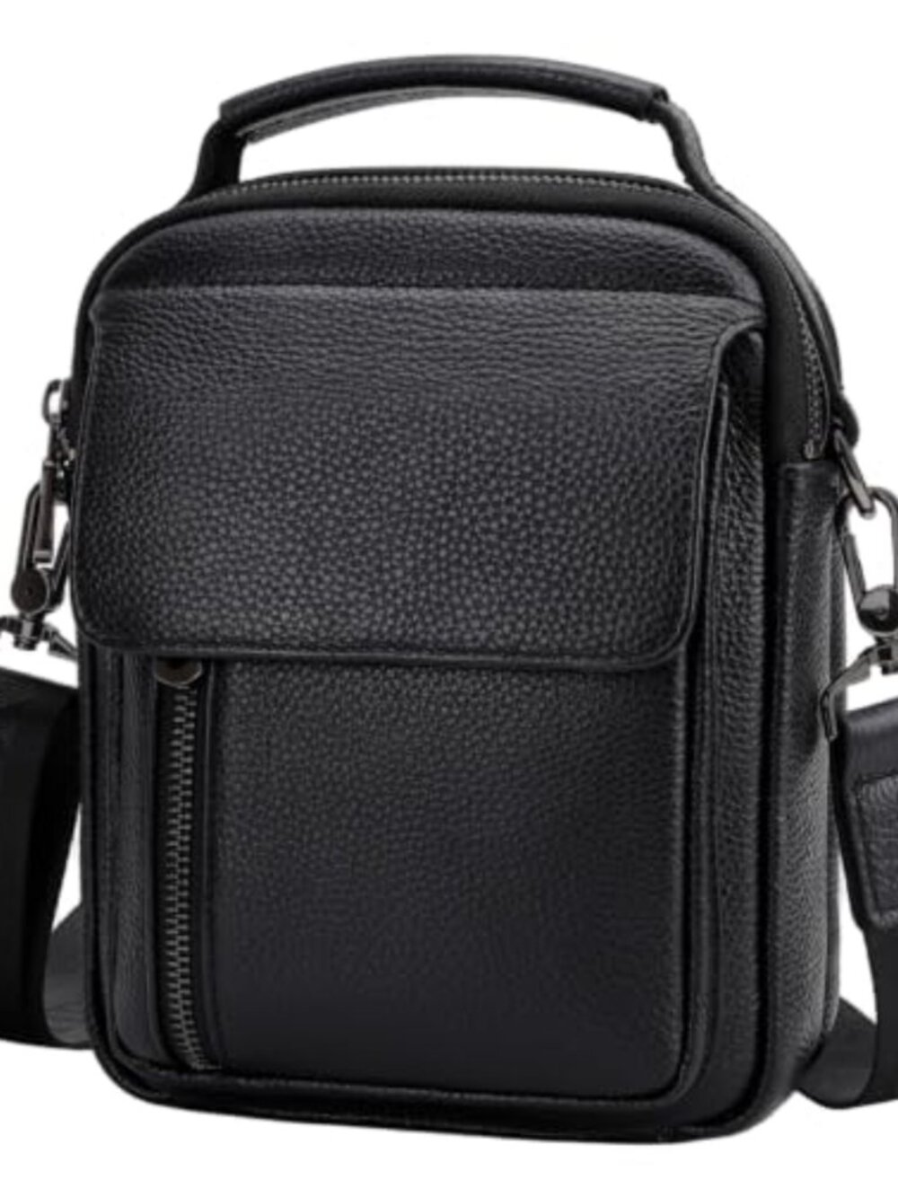 Genuine Leather Crossbody Messenger Bag Compact Functional for Men